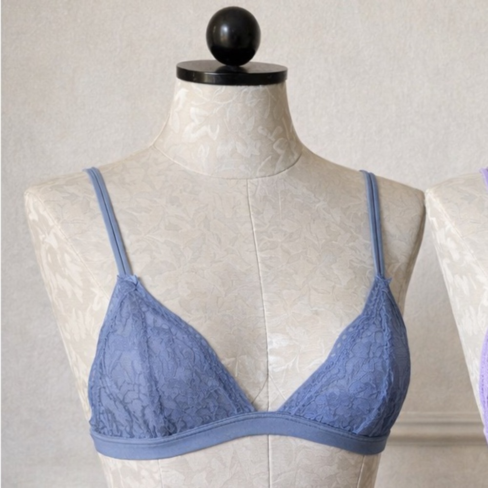 Lace Triangle Bralette - Blue